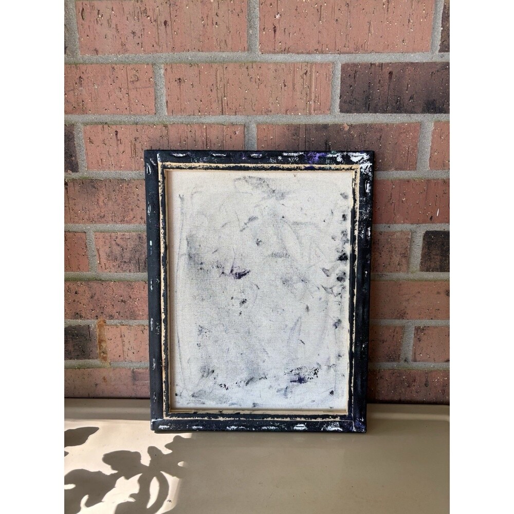 Original 11" X 14" Abstract Splatter Painting Canvas Blue Gold Modern Wall Art - Picture 4 of 7